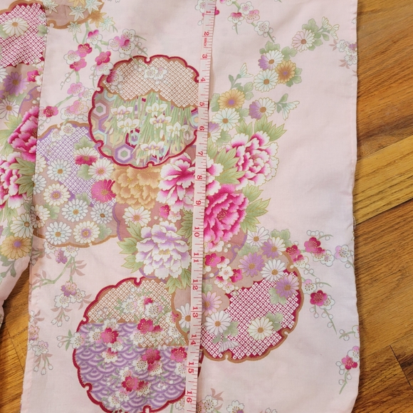 Sakurai Shoji Floral Pink Kimono Robe One Size With Belt 100% Cotton - Picture 14 of 16